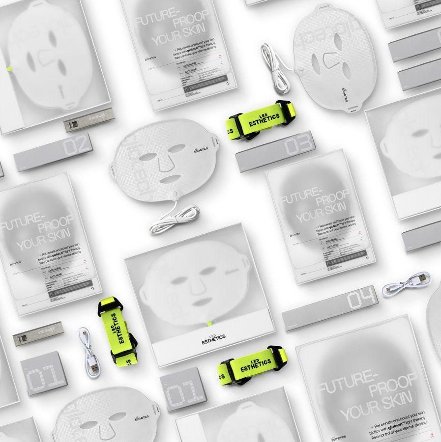 LED face masks flat lay