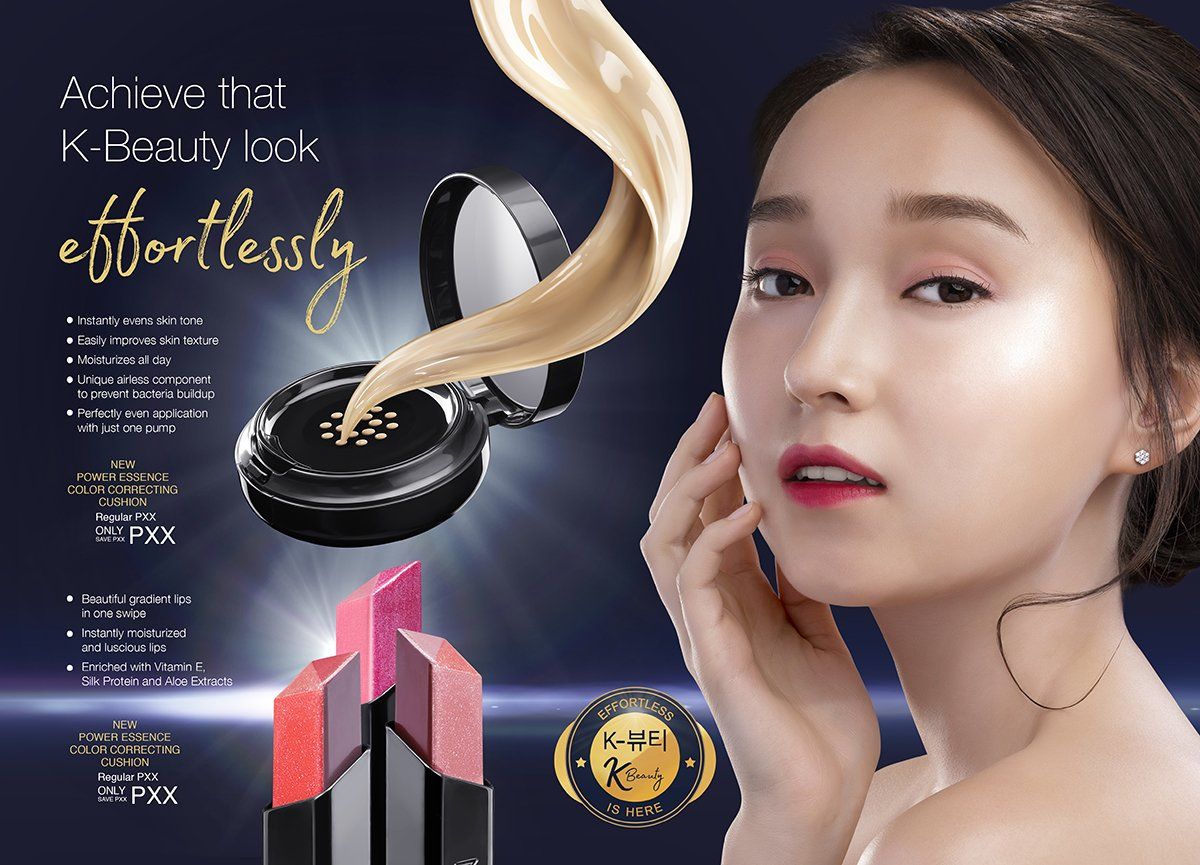 Avon K-Beauty cushion compact campaign with model